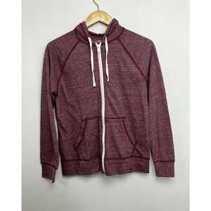 American Giant Lightweight Full Zip Hoodie Womens Medium Red Heather USA